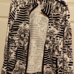 Jones New York Blk./White/Gray Knit Floral Jacket